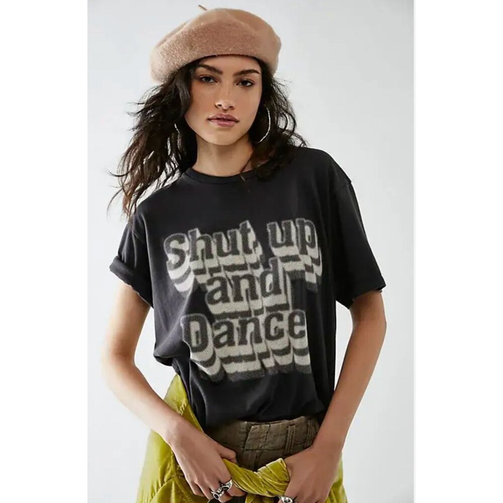 MOTHER NWT Black “Shut Up & Dance” Tee Sz XS